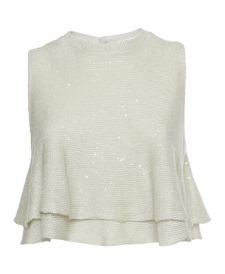 Women's Sequin-Embellished Tiered Knit Top