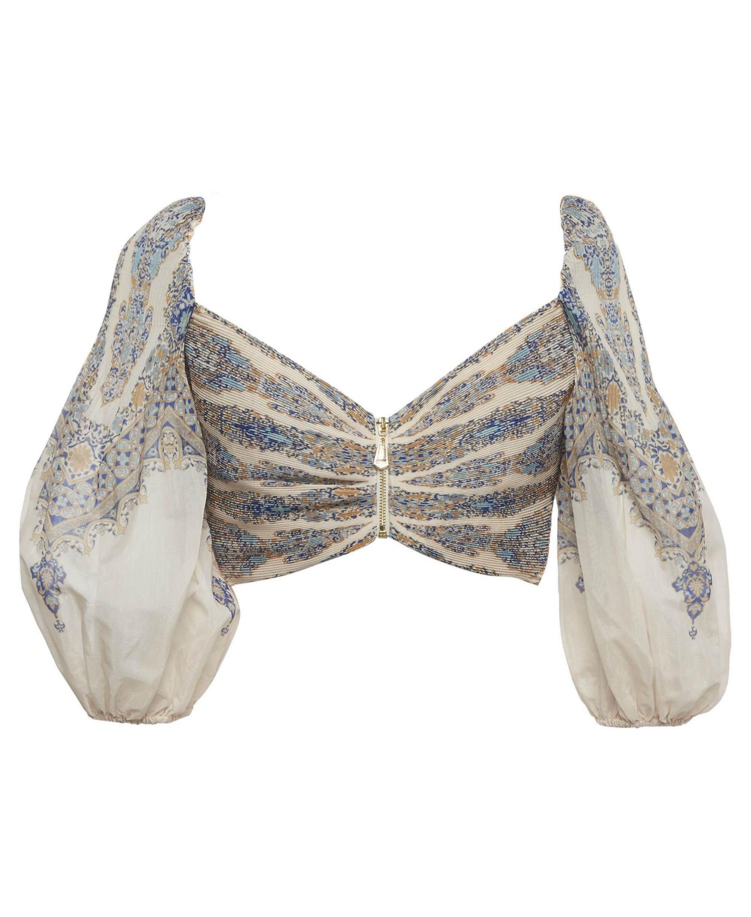 Women's Printed Plisse-Pleated Wrap Crop Top