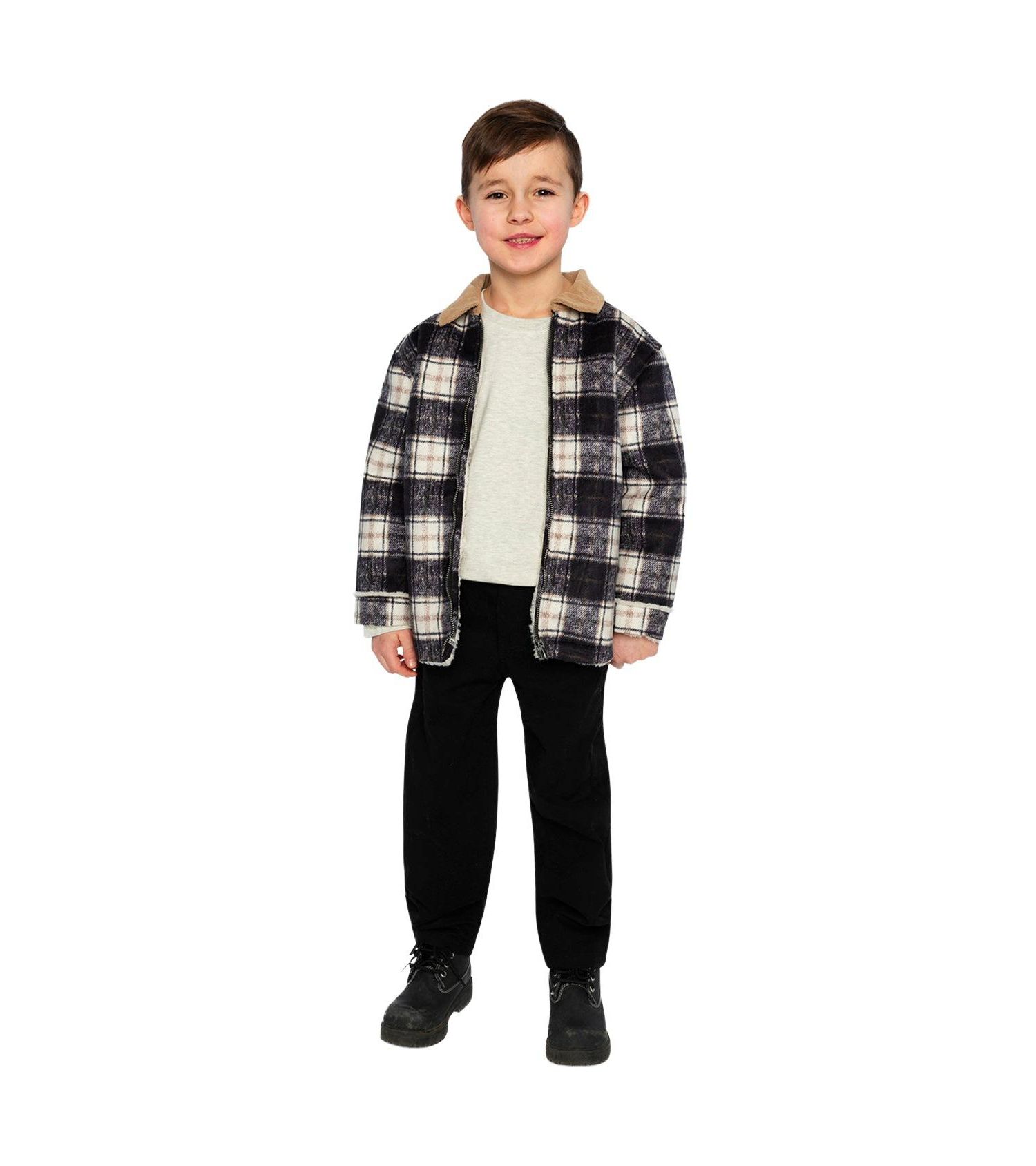 Little and Big Boy 6-12 Brushed Plaid Zipped Jacket