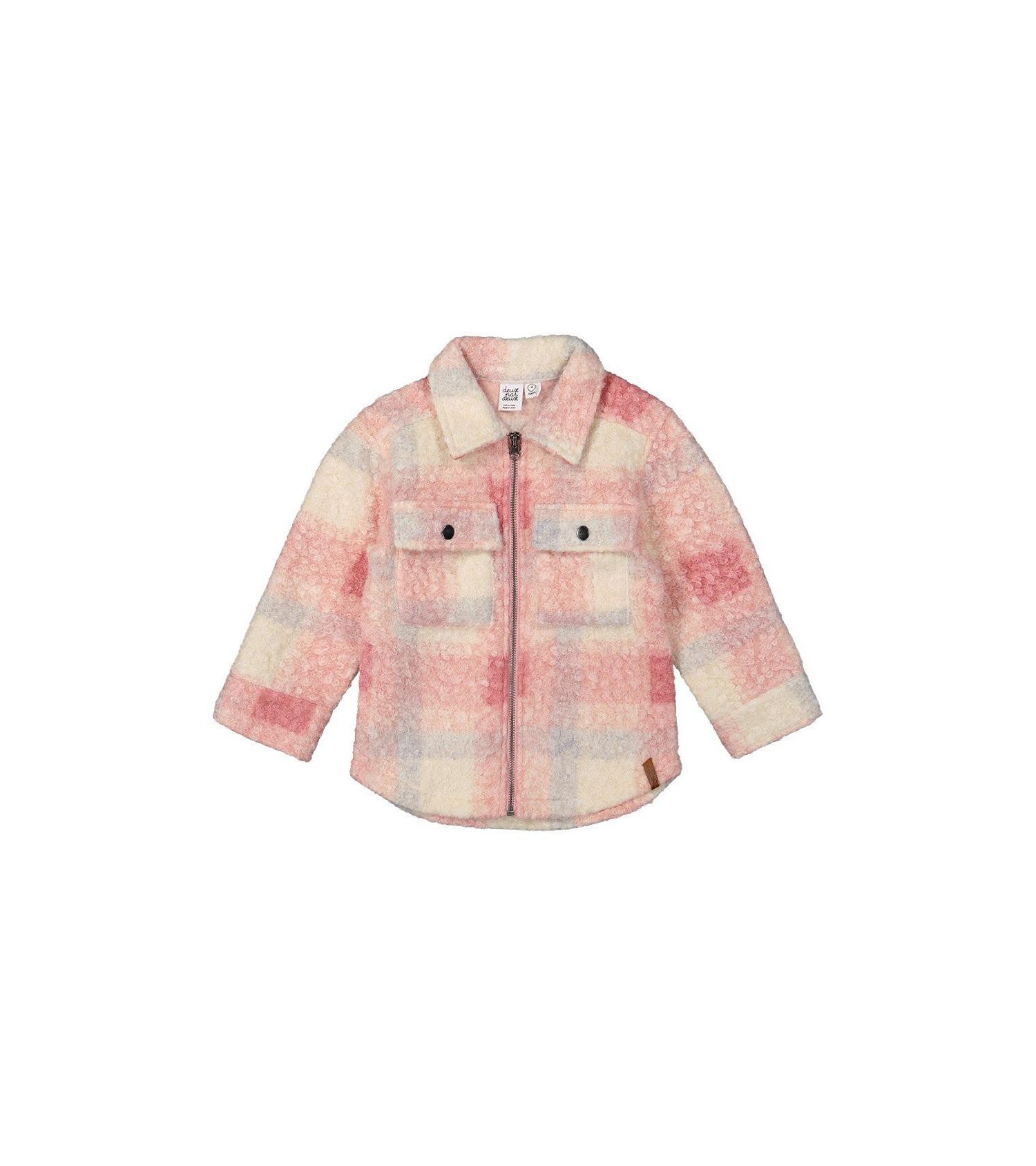 Big Girls Zipped Plaid Overshirt with Chest Pockets