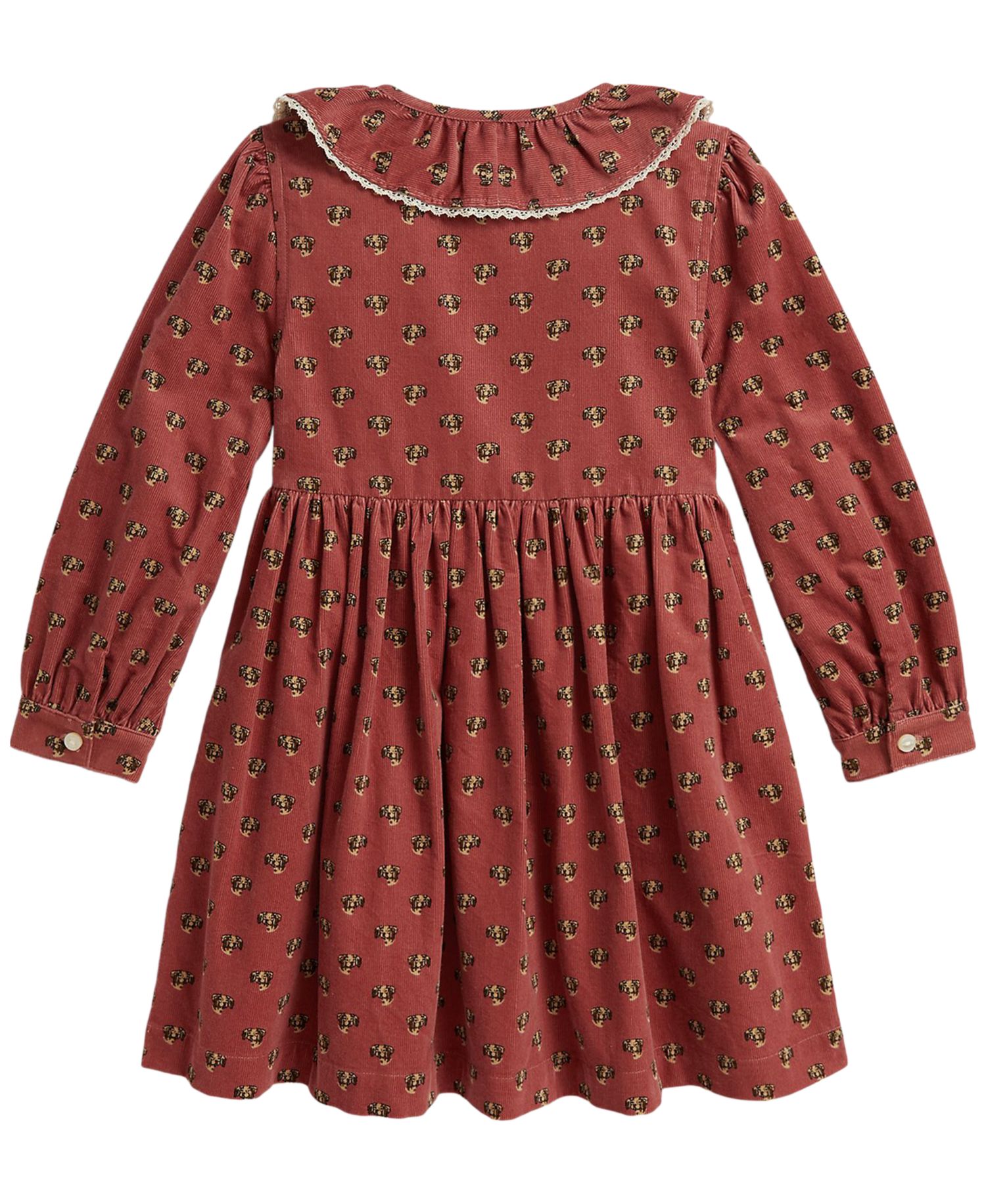 Girls' 2T-6X Floral Cotton Corduroy Shirt Dress