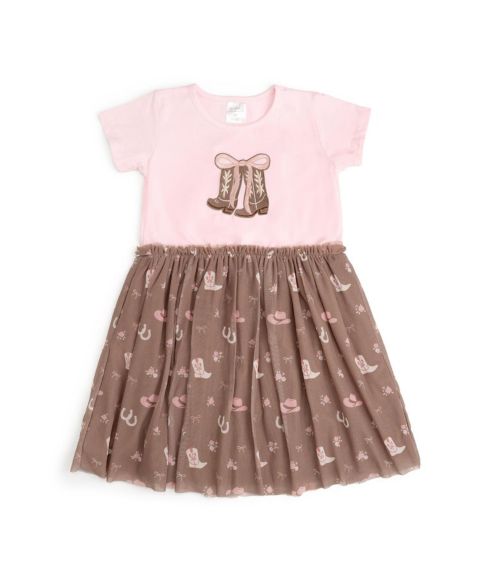Платье Sweet Wink Howdy Darling Western Short Sleeve Tutu Dress для девочек, цвет: Мягкий розовый