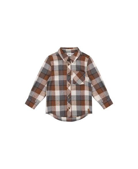 Рубашка Deux par Deux Flannel Shirt для мальчиков-малышей, цвет: Серый / Бежевый