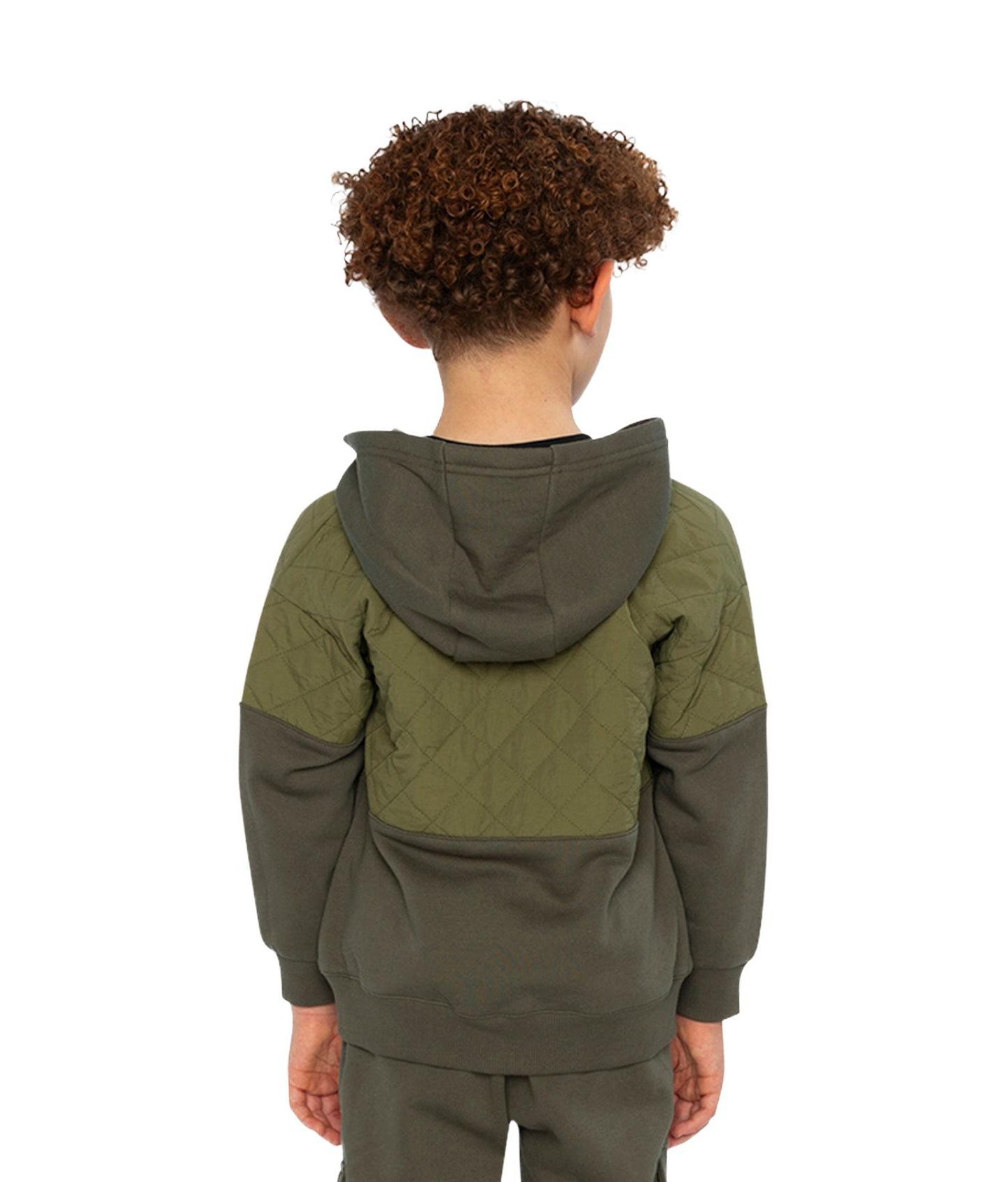 Кардиган Deux par Deux Full Zip Hooded Bi-Material для мальчиков-малышей, цвет: Зелёный — фото 4