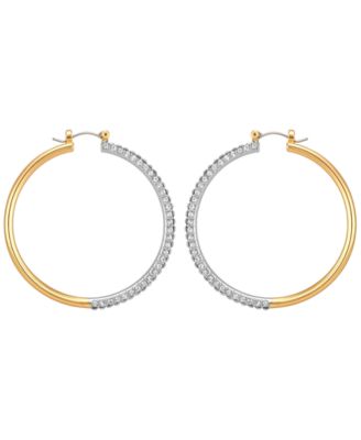 Gold-Tone Crystal Stone Hoop Earrings