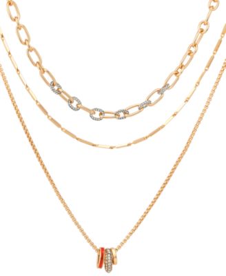 Gold-Tone Crystal Stone Layered Necklace