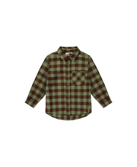 Рубашка Deux par Deux Brushed Flannel для мальчиков, цвет: Зелёный / Коричневый