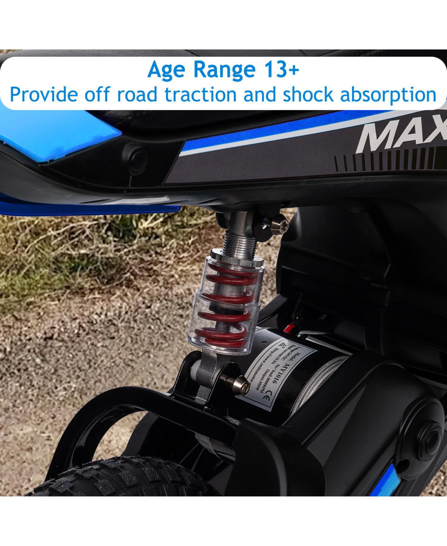 Детская игрушка homfan 24V 350W Electric Dirt Bike with 3 Speed Modes & Shock-Absorbing Suspension, Ages 8-14, цвет: Синий — фото 7