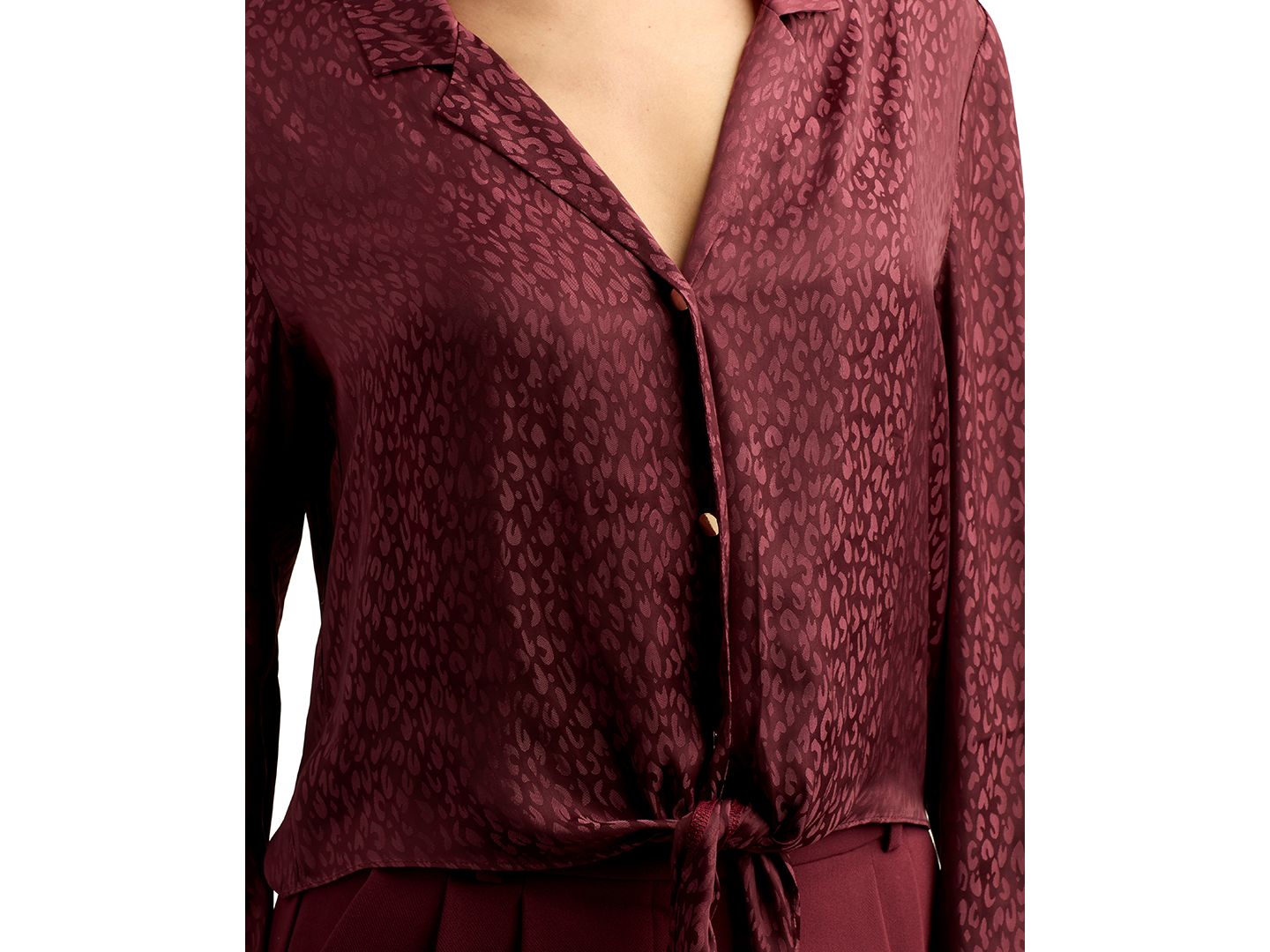 Женская блузка BCX Juniors' Satin Jacquard Collared, цвет: Мерло — фото 3