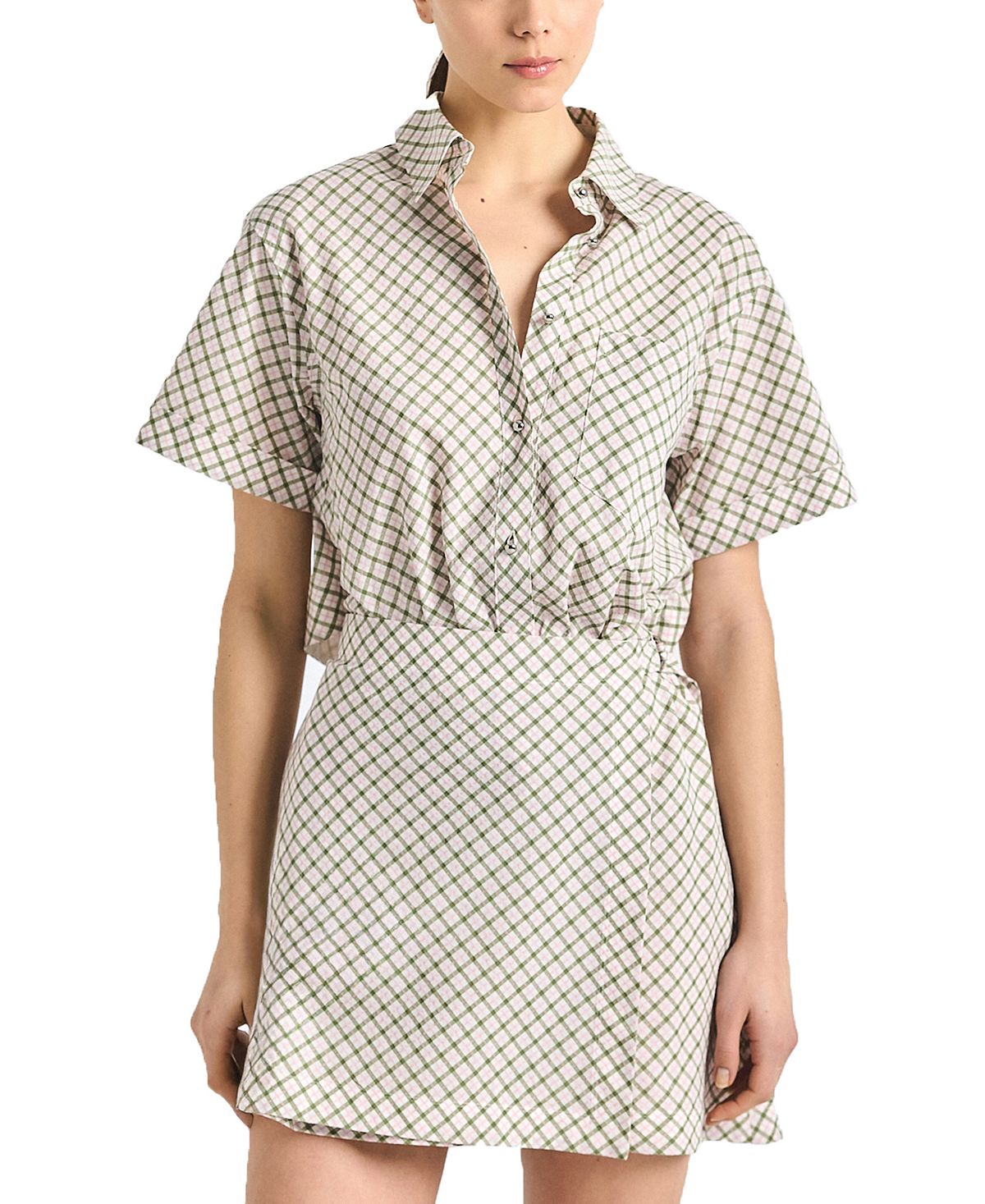 Derek Lam 10 Crosby Women's Delaney Mini Check Shirting Open Back Dress view 1 — MAYCSS fashion products