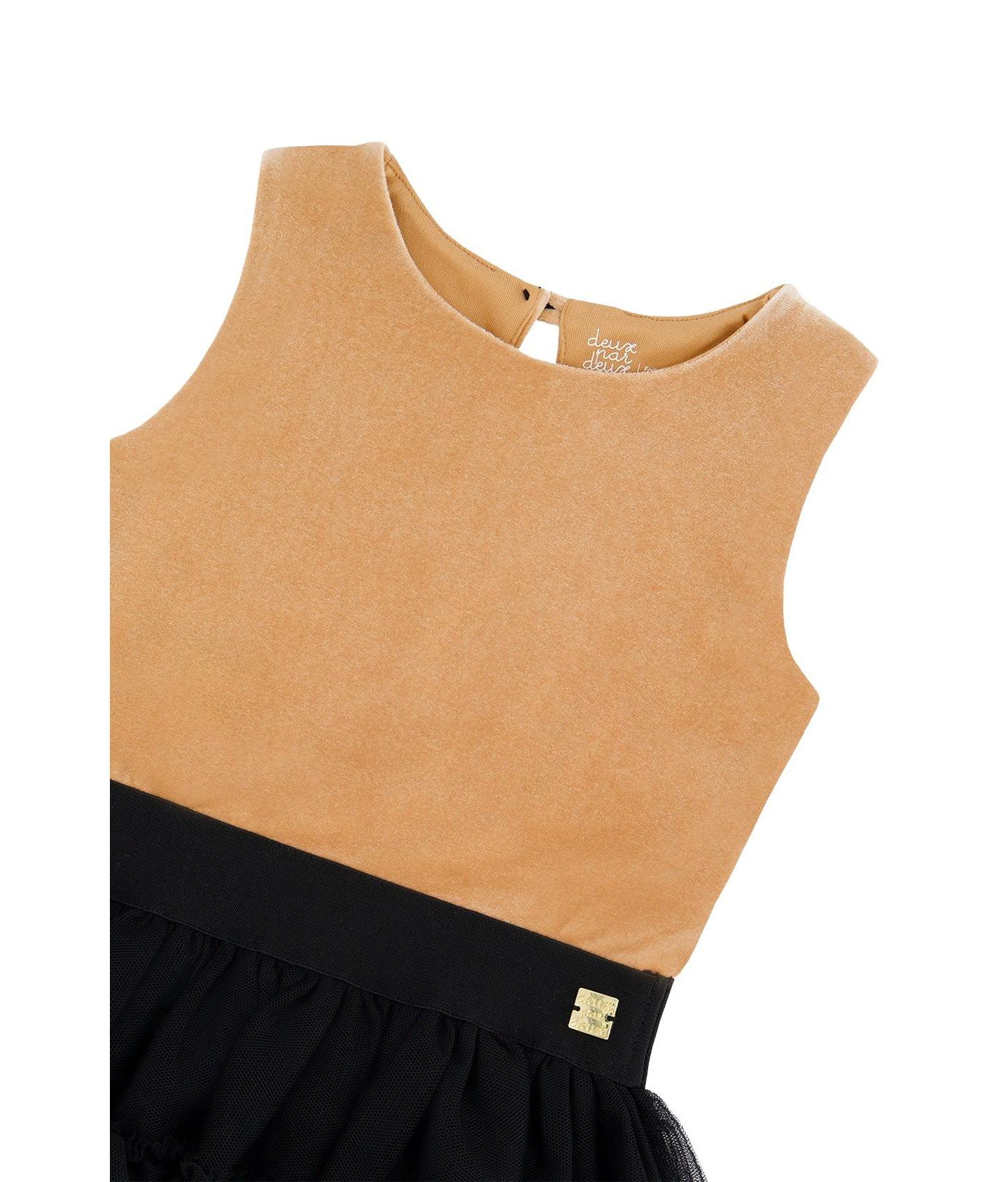 Платье Deux par Deux Bi-Material Sleeveless Dress для девочек-малышей, цвет: Бежевый / Чёрный — фото 6