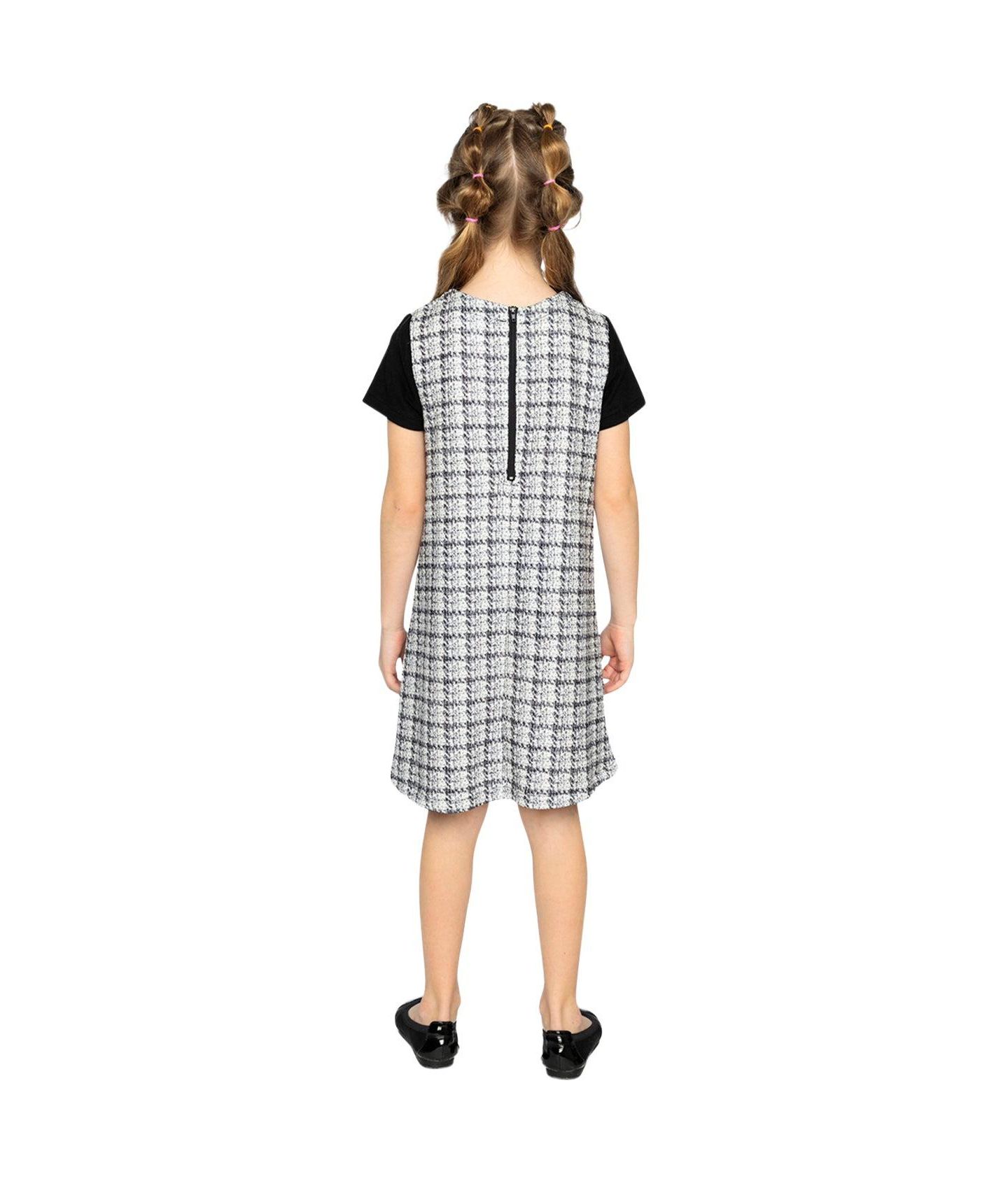 Платье Deux par Deux Sleeveless Knitwear A-Line Dress для девочек, цвет: Чёрный / Белый — фото 5