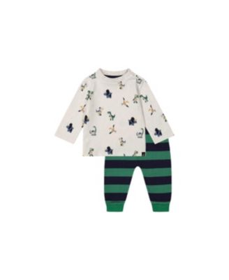 Baby Boy (6M-24M) Cotton T-Shirt and Fleece Pant Set Dinosaur Print