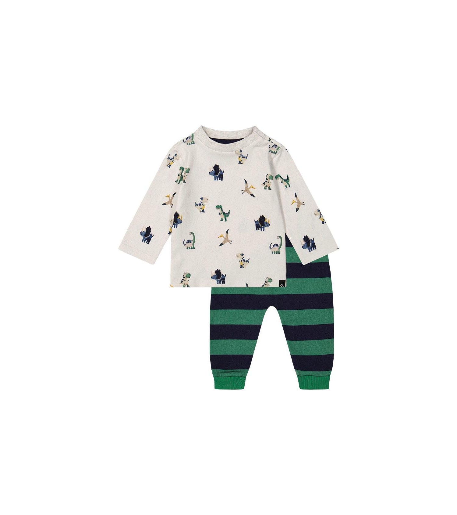 Baby Boy (6M-24M) Cotton T-Shirt and Fleece Pant Set Dinosaur Print