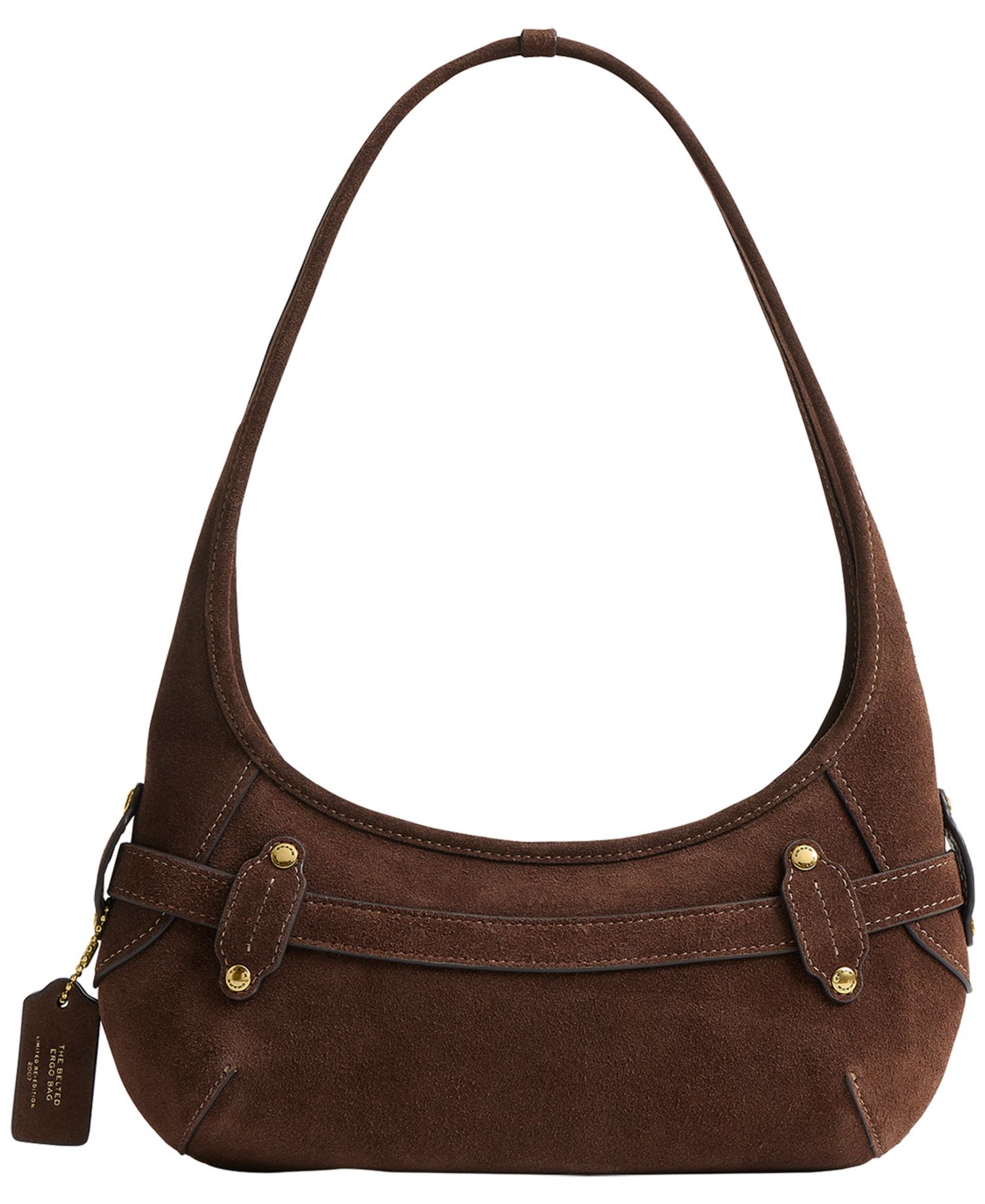 Belted Ergo Small Suede Shoulder Bag 26