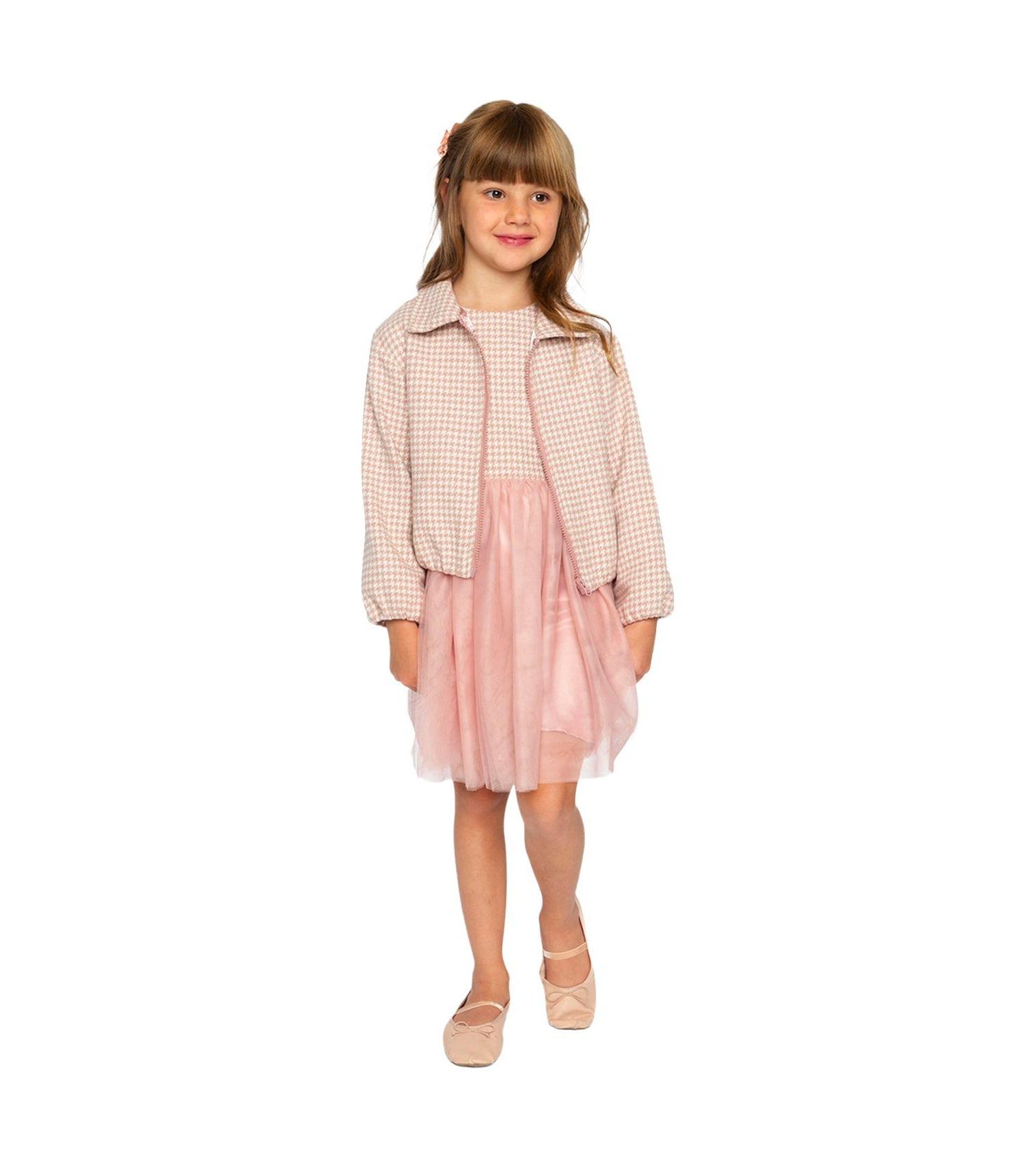 Little and Big Girl 6-14Y Bomber Jacket Houndstooth