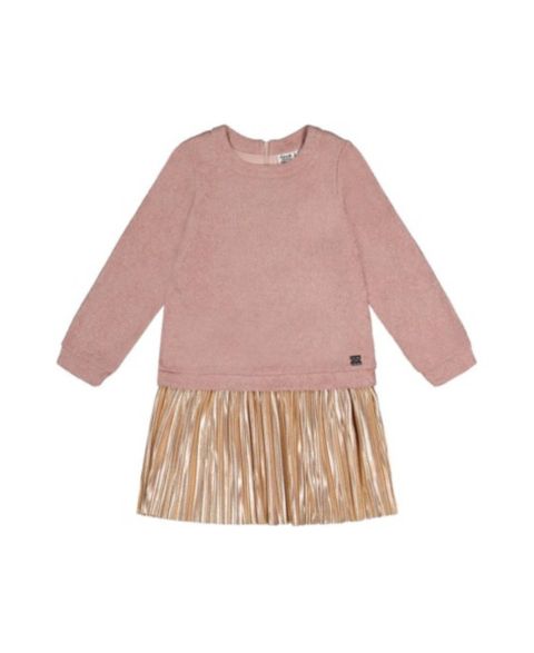 Платье Deux par Deux Bi-Material Dress для девочек, цвет: Пыльный розовый