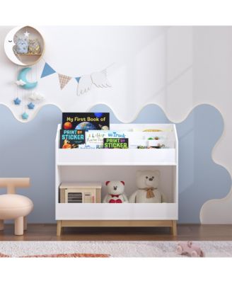 Toddler Book Display Shelf with Storage Bin Wooden Kids Bookcase