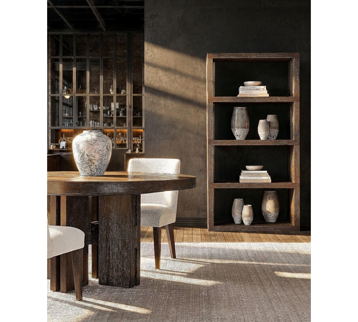 Bernhardt Outline 78" Textured Wood Finished Etagere