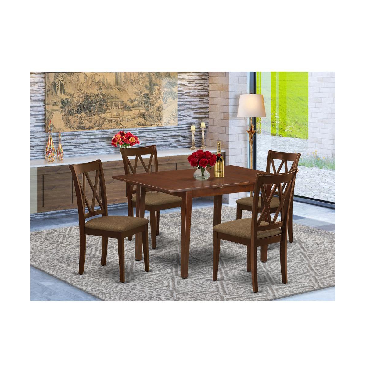 East West Furniture Mahogany Dining Room Set