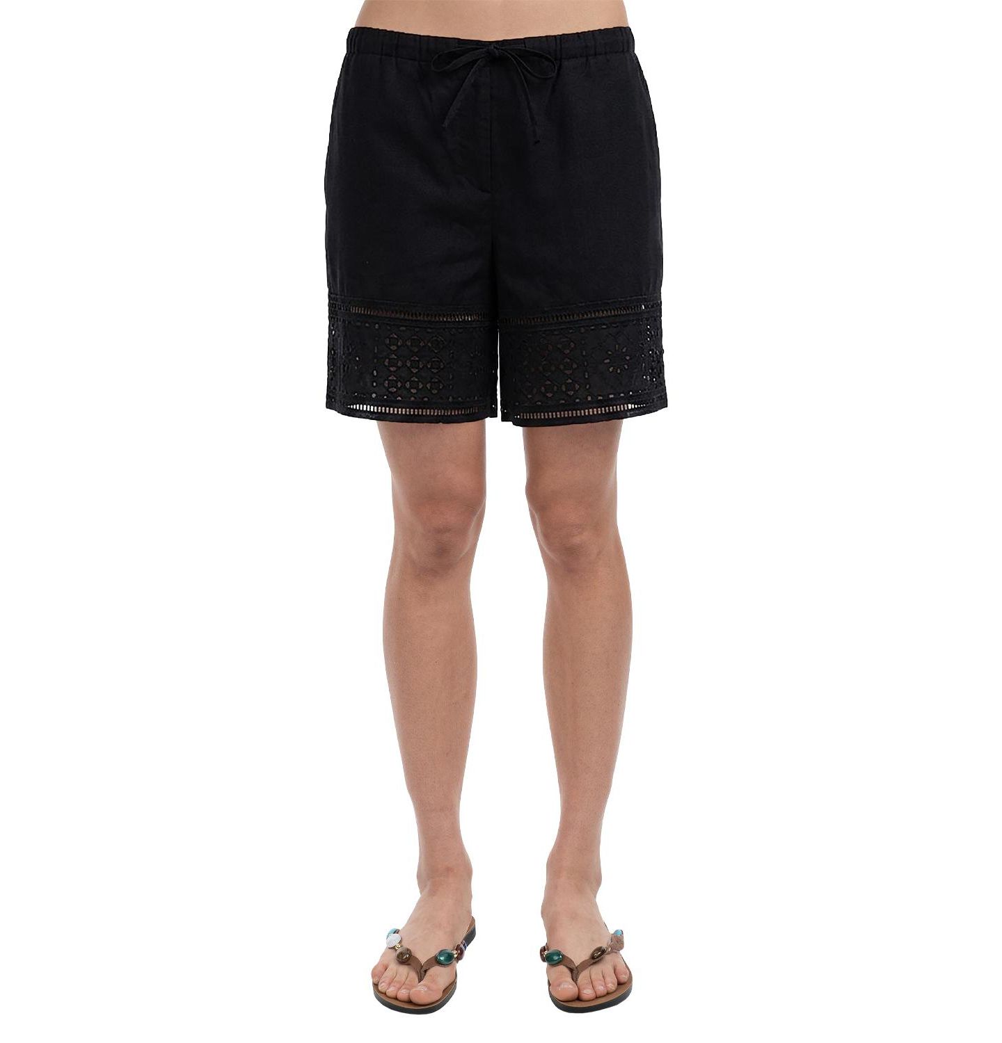 Женские шорты ELLE Collection Lace Inset Short, цвет: Чёрный — фото 1