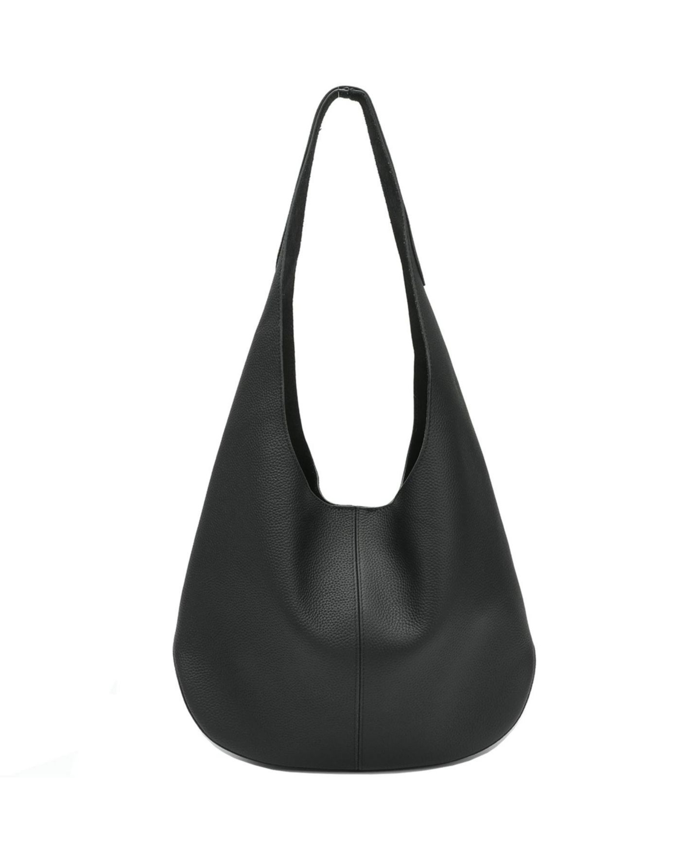 Женская сумка SUSU Arc Leather Crescent Hobo Bag Soft Pebbled Shoulder Bag Casual Slouchy Handbag, цвет: Чёрный — фото 1