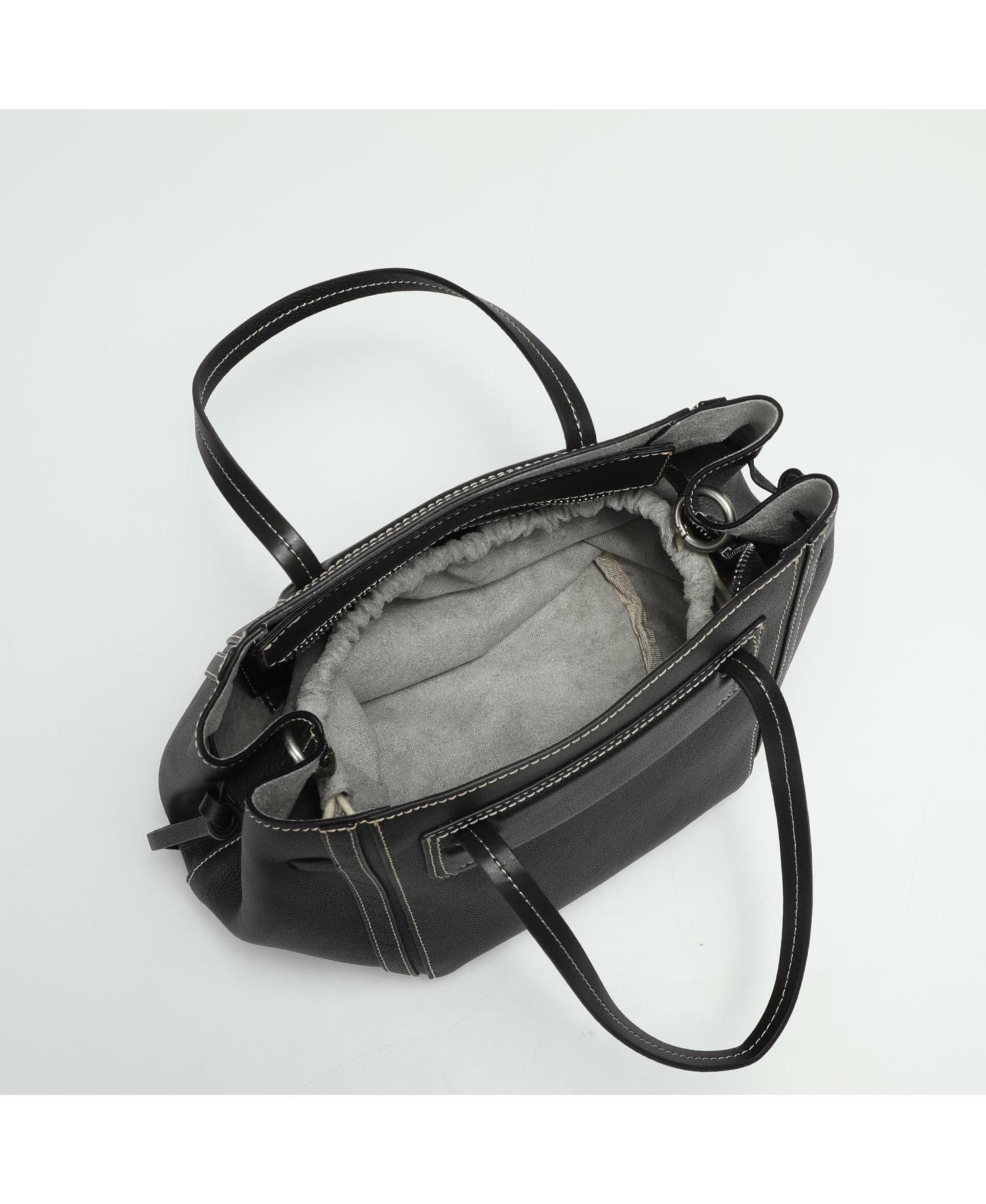 Hadley Leather Tote Bag Structured Shoulder Purse Minimalist Convertible Crossbody with Top Handles