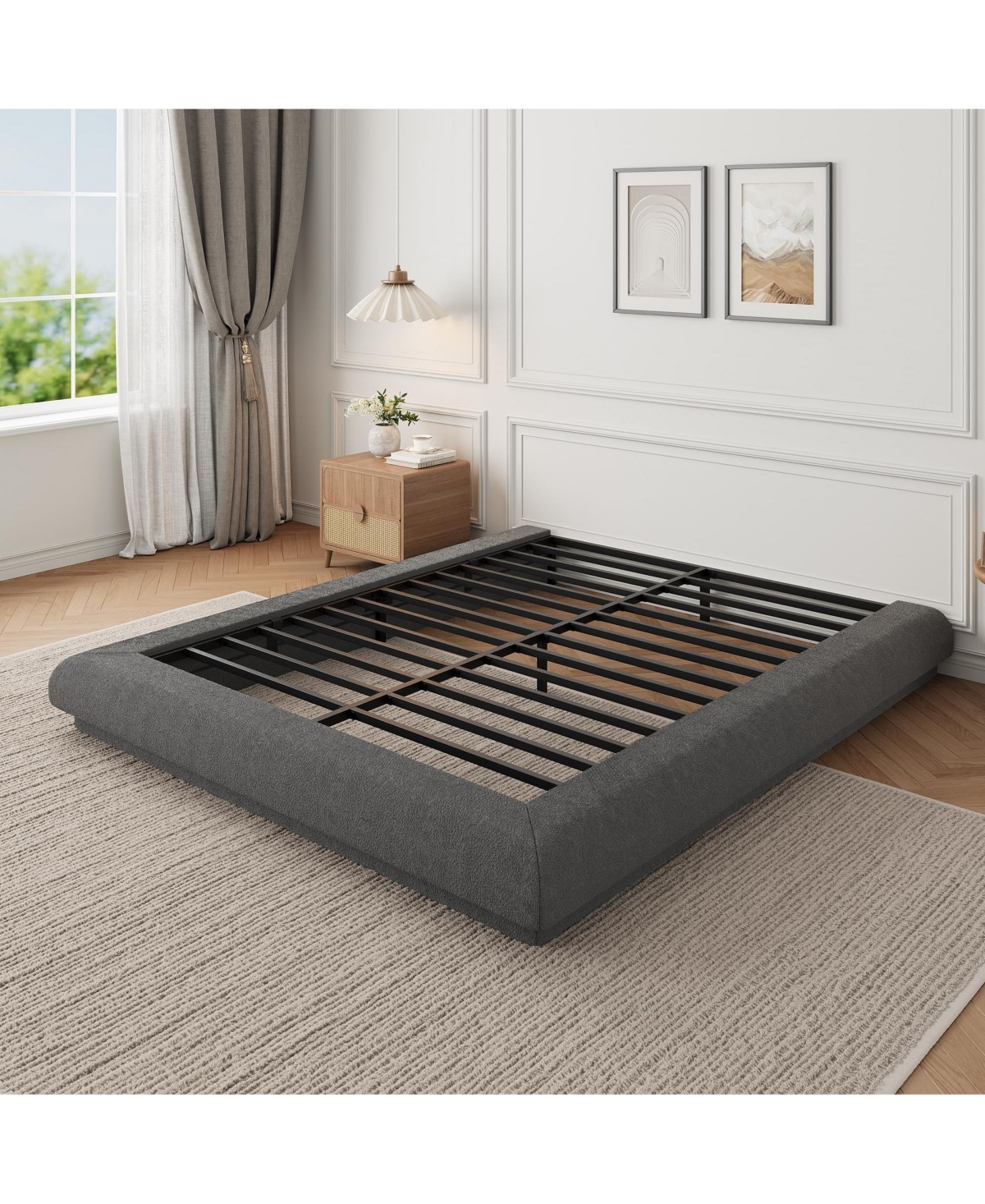 Cloud Upholstered Floating Platform Bed Frame, Modern Floating Bed, No Box Spring Required, Easy Assembly, Silent