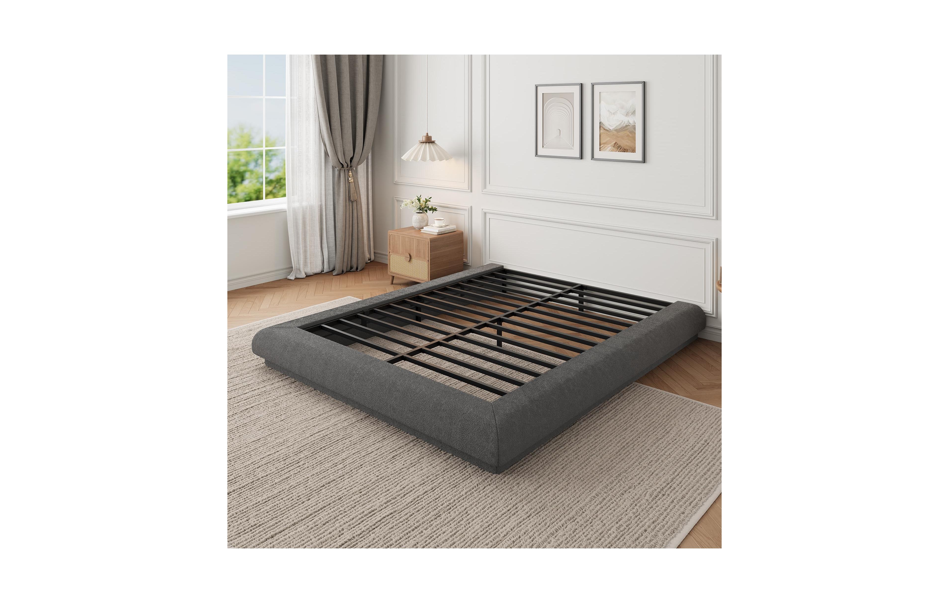 Cloud Upholstered Floating Platform Bed Frame, Modern Bed, No Box Spring Required, Easy Assembly, Silent