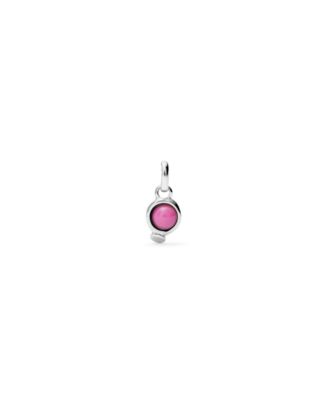 Silver Metal Alloy Pink Stone Charms