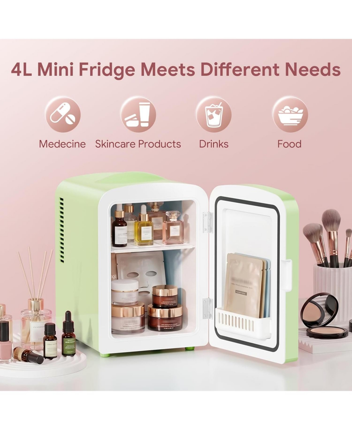 Cowsar 4L Mini Makeup Fridge with Mirror
