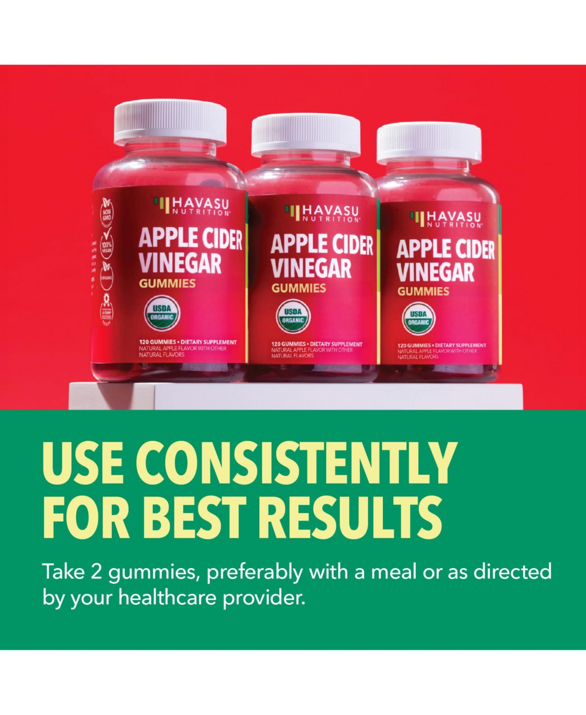 Apple Cider Vinegar Gummies, Havasu Nutrition, Apple Flavor