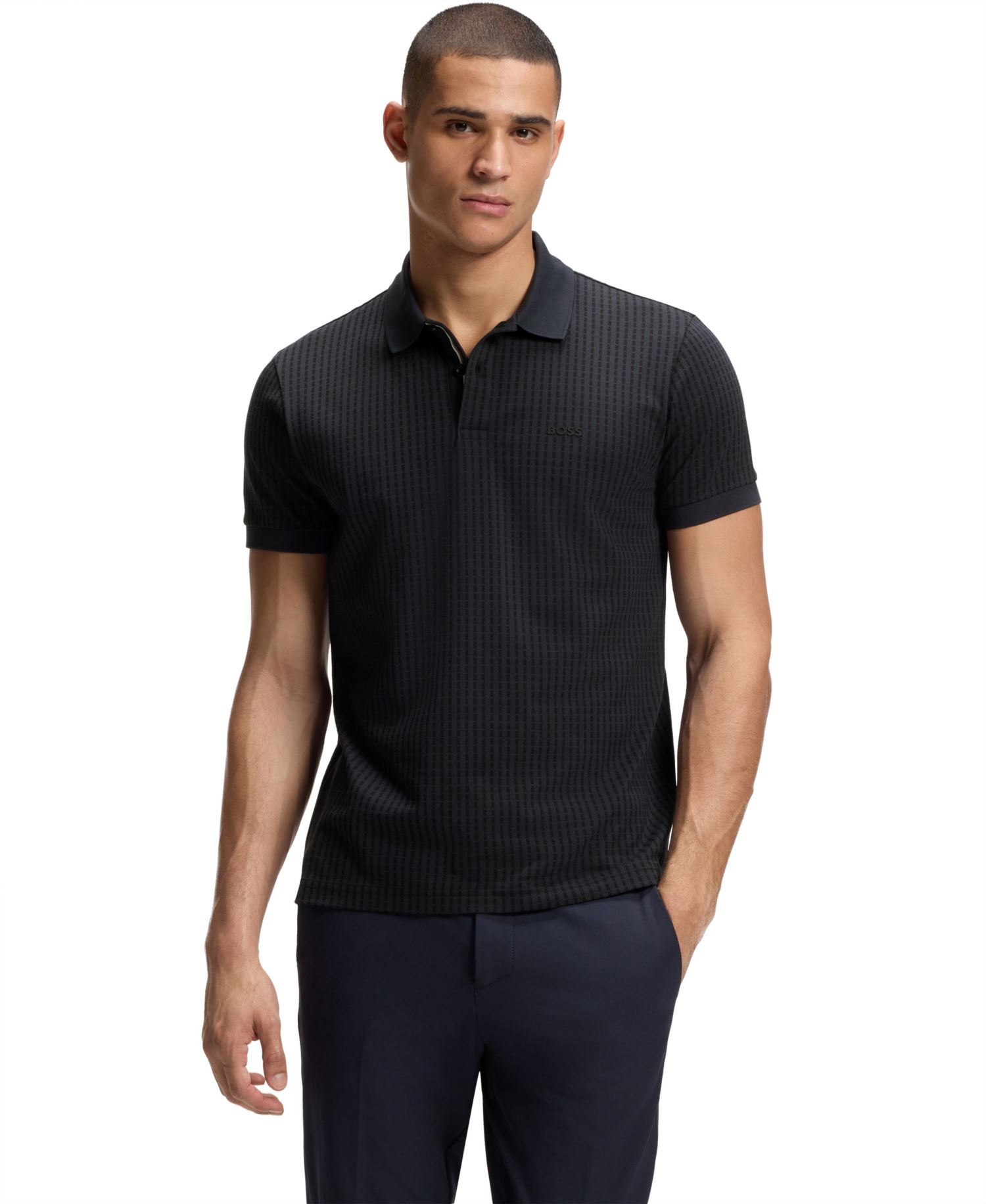 Men's Cotton-Piqu&eacute; All-Over Print Polo Shirt