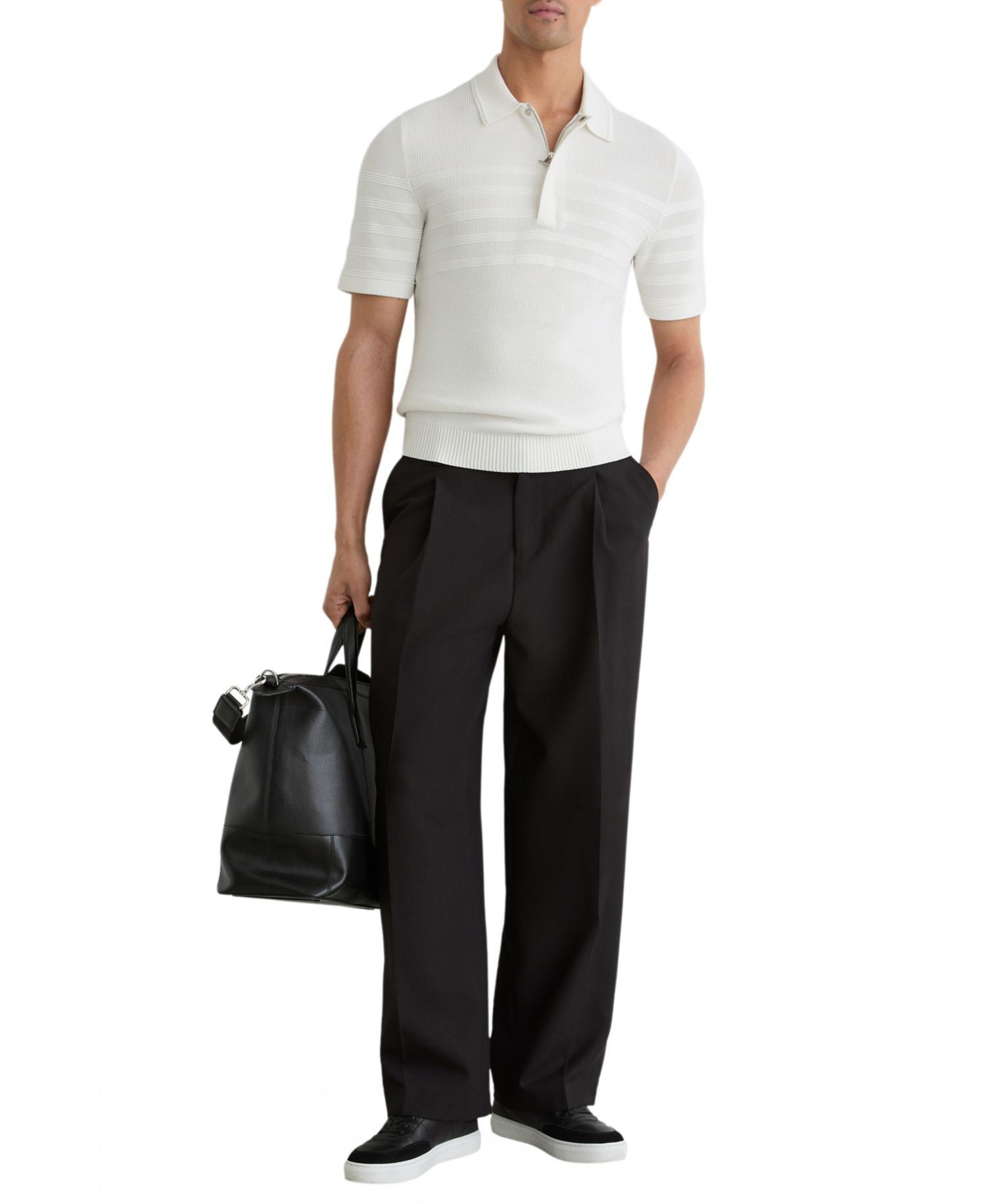 Men's Falklands Cotton-Blend Textured-Knit Half-Zip Polo Shirt