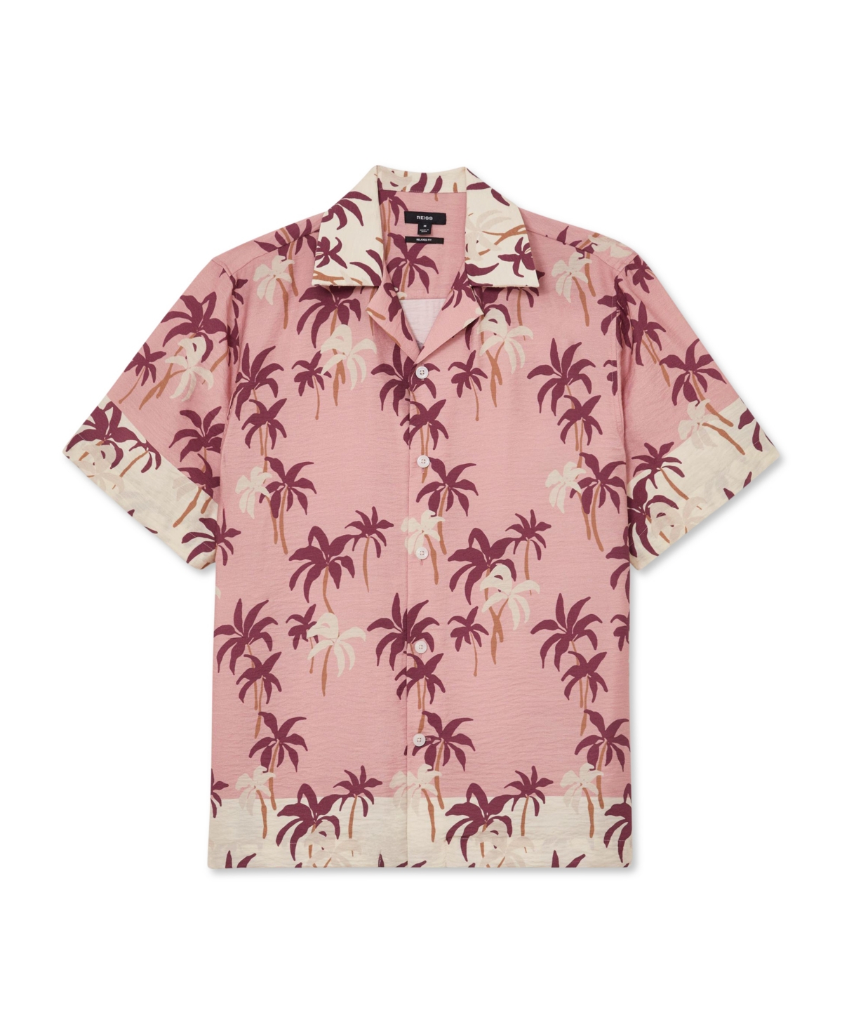 Reiss Men's Madrona Palm-Print Cuban-Collar Shirt