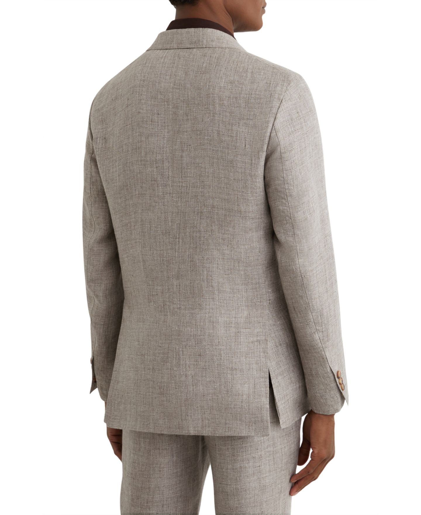Мужской пиджак REISS Amore Linen Double-Breasted Tailored-Fit Suit Blazer, цвет: Серо-коричневый коричневый — фото 5