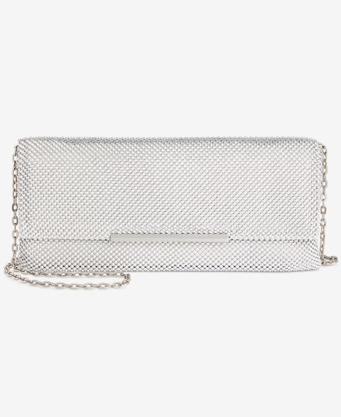 Женский клатч I.N.C. International Concepts Ether East/West Studded Mesh Clutch, цвет: Серебряный