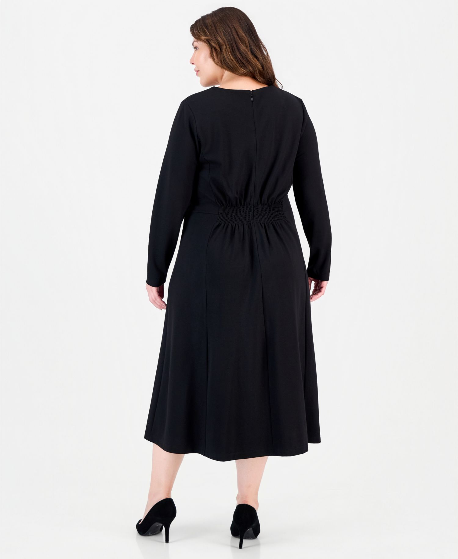 Plus Size Serenity Belted Scoop Neck A-Line Midi Dress