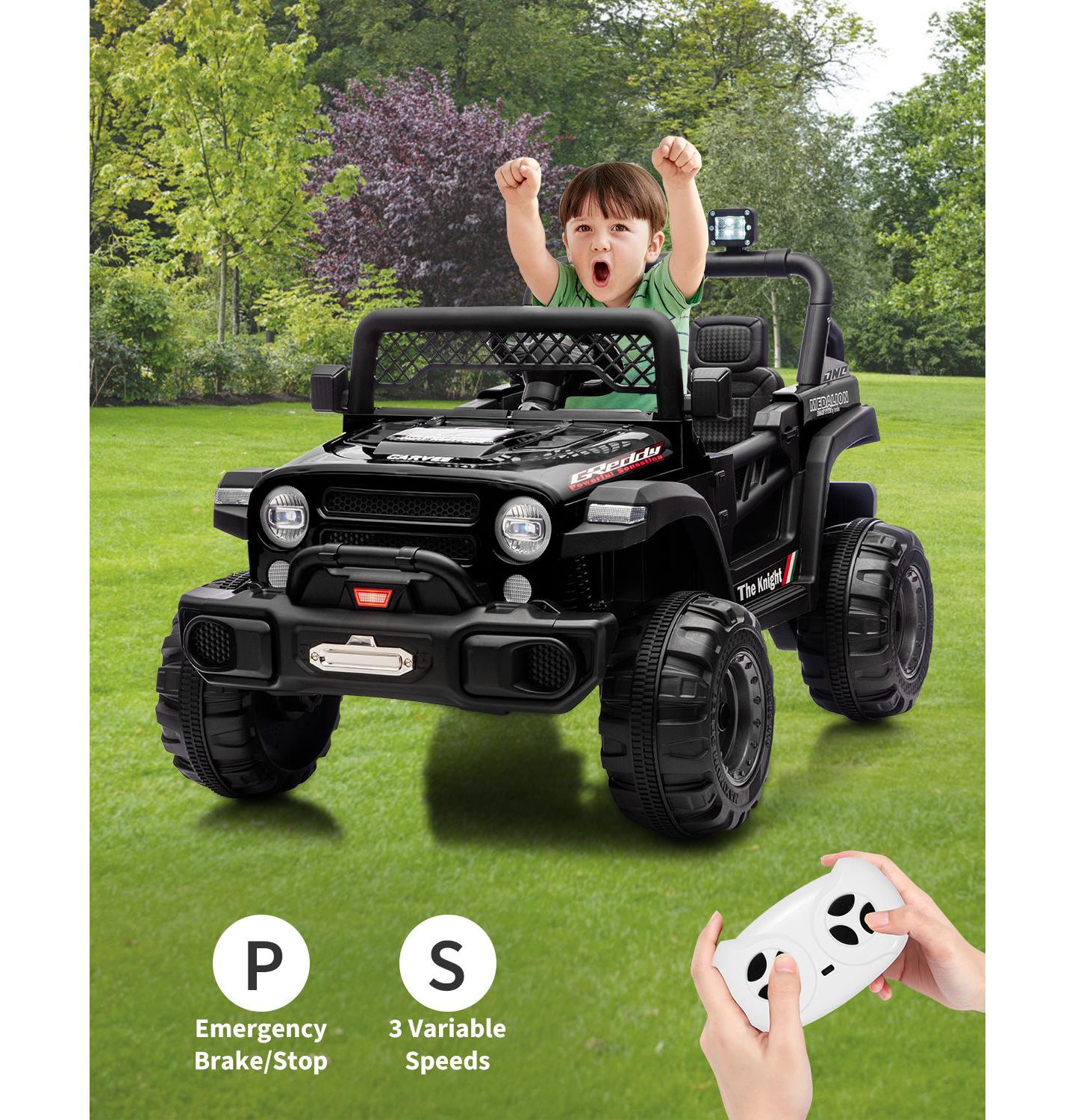 Детская игрушка homfan 43.3"L x 28.3"W x 28.3"H 12V Battery Powered Remote Control Electric Ride-On Car, Ages 3-6, цвет: Чёрный — фото 5