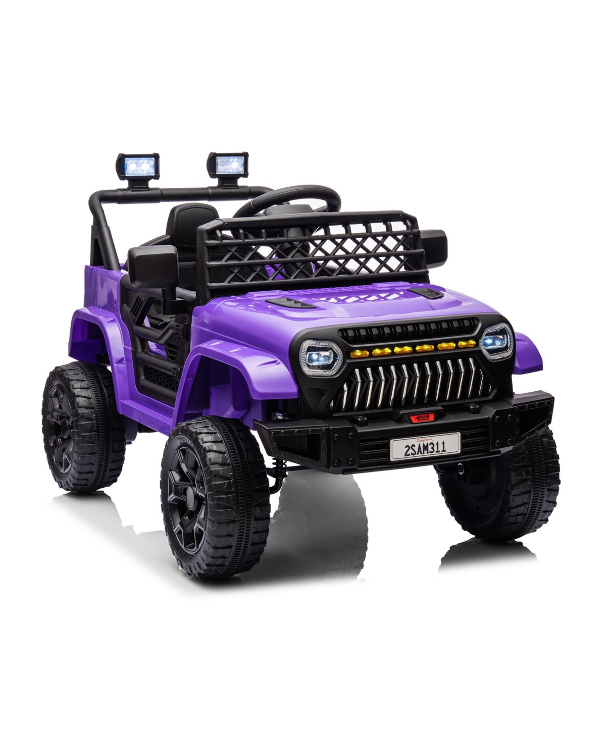 homfan Ride On Truck, Battery Powered Electric Toy for Kids with 2.4G Remote Control, 4-Wheel Spring Suspension, Led Lights, Music - Purple