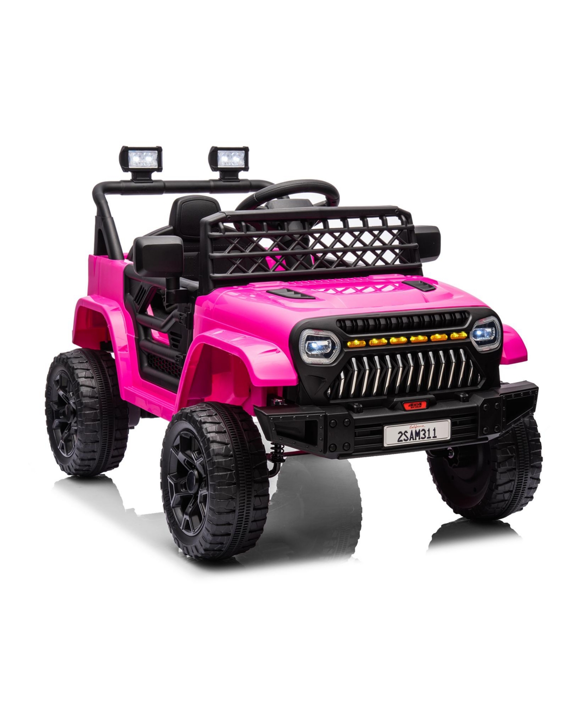 homfan Ride On Truck, Battery Powered Electric Toy for Kids with 2.4G Remote Control, 4-Wheel Spring Suspension, Led Lights, Music - Light/Pastel Red
