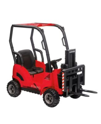 12V Electric Kids Forklift Ride-On Car with Remote Control, Liftable Fork and Pallet, 2 Speeds, Music, USB Port, and Safety Belt