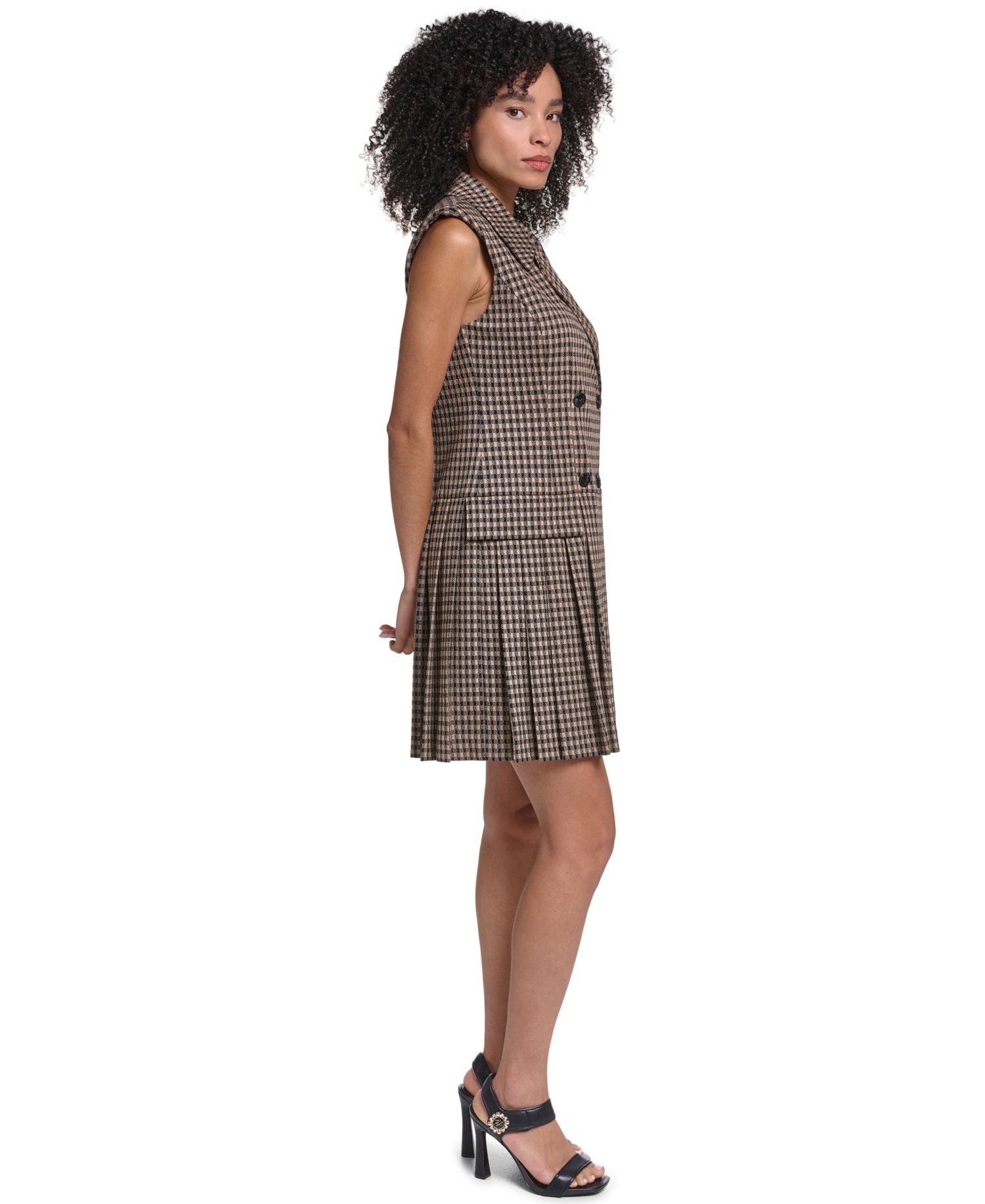 Women's Collared Pleated Short Dress