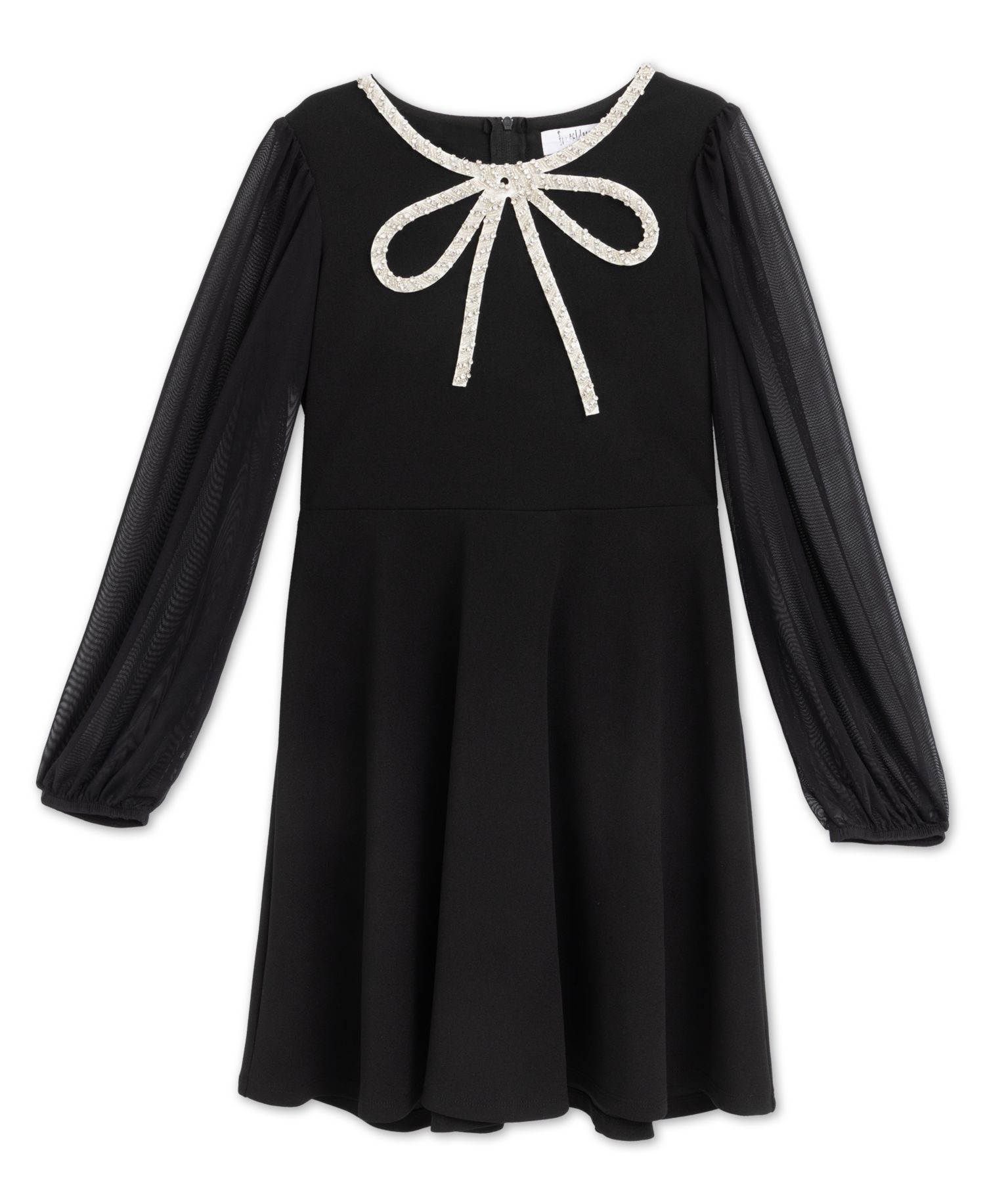 Girls' 7-16 Knee Length Long-Sleeve Dress