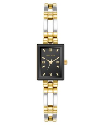 Women's Quartz Rectangle Two-Tone Alloy Metal Bracelet Watch 28mm x 16.3mm