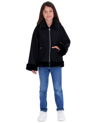 Girls' 5-16 Midweight Long-Sleeve Faux Wool Jacket