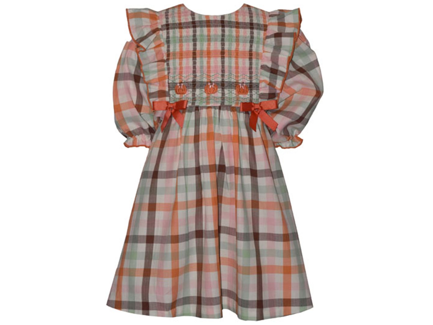 Платье Bonnie Jean Long-Sleeve Plaid Dress для девочек, цвет: Разноцветный — фото 1