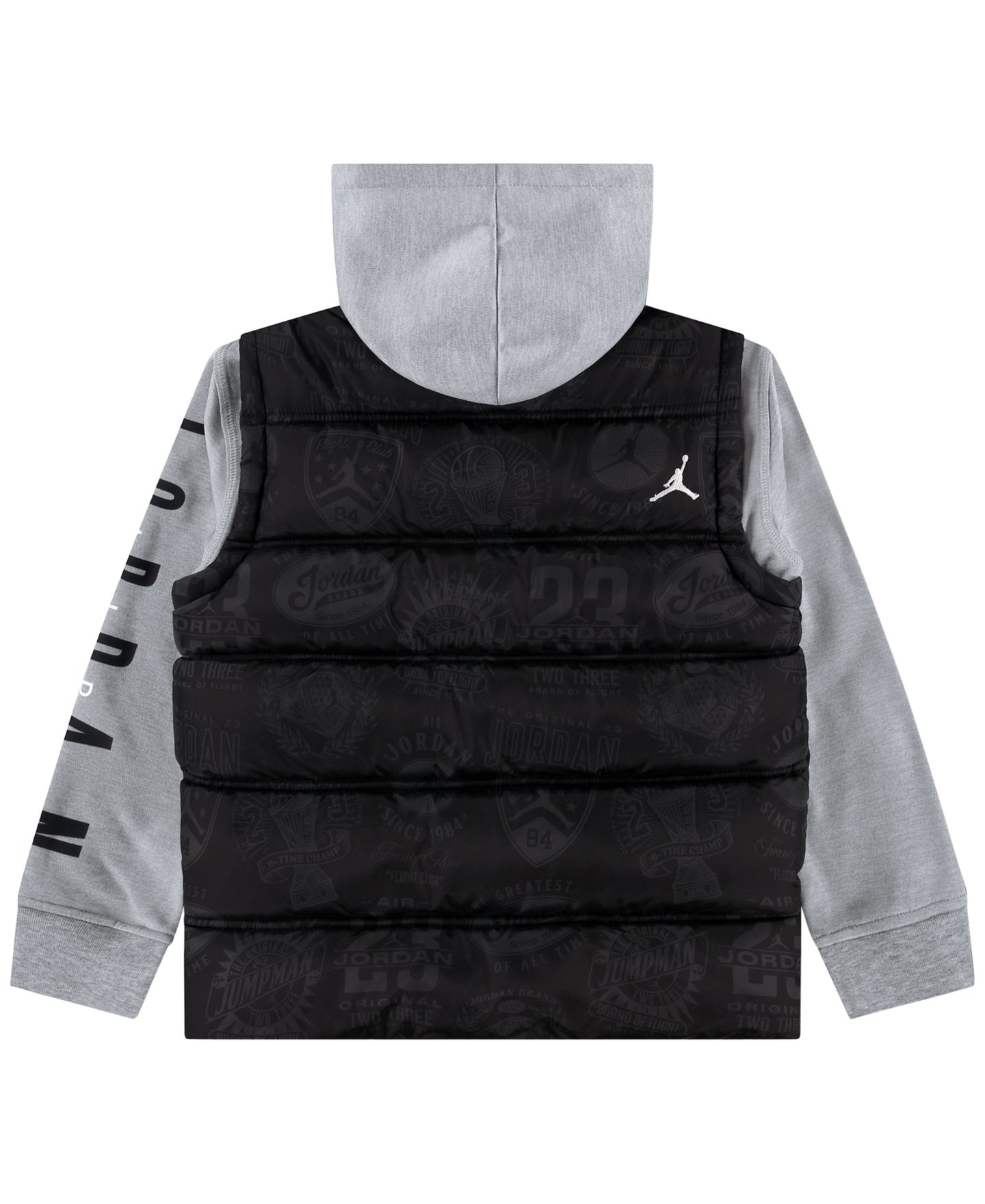 Куртка Jordan Layered-Look Long-Sleeve Hooded Jacket для мальчиков, цвет: Чёрный / Серый меланжевый — фото 2