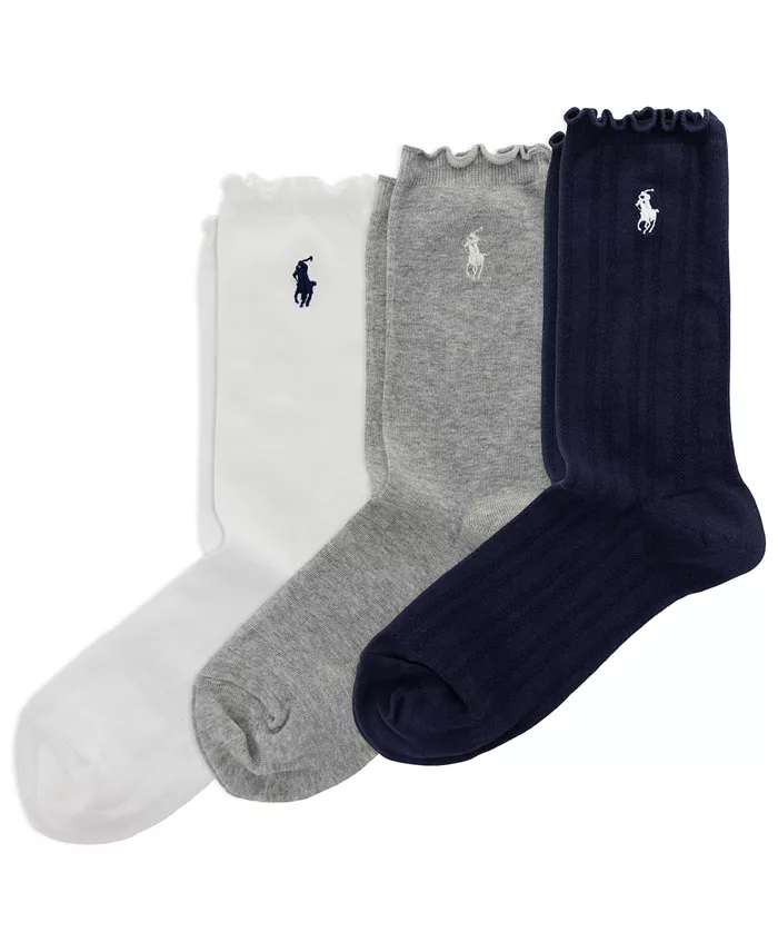 Women's Openwork Lettuce-Edge Cuff Socks, 3-Pack
