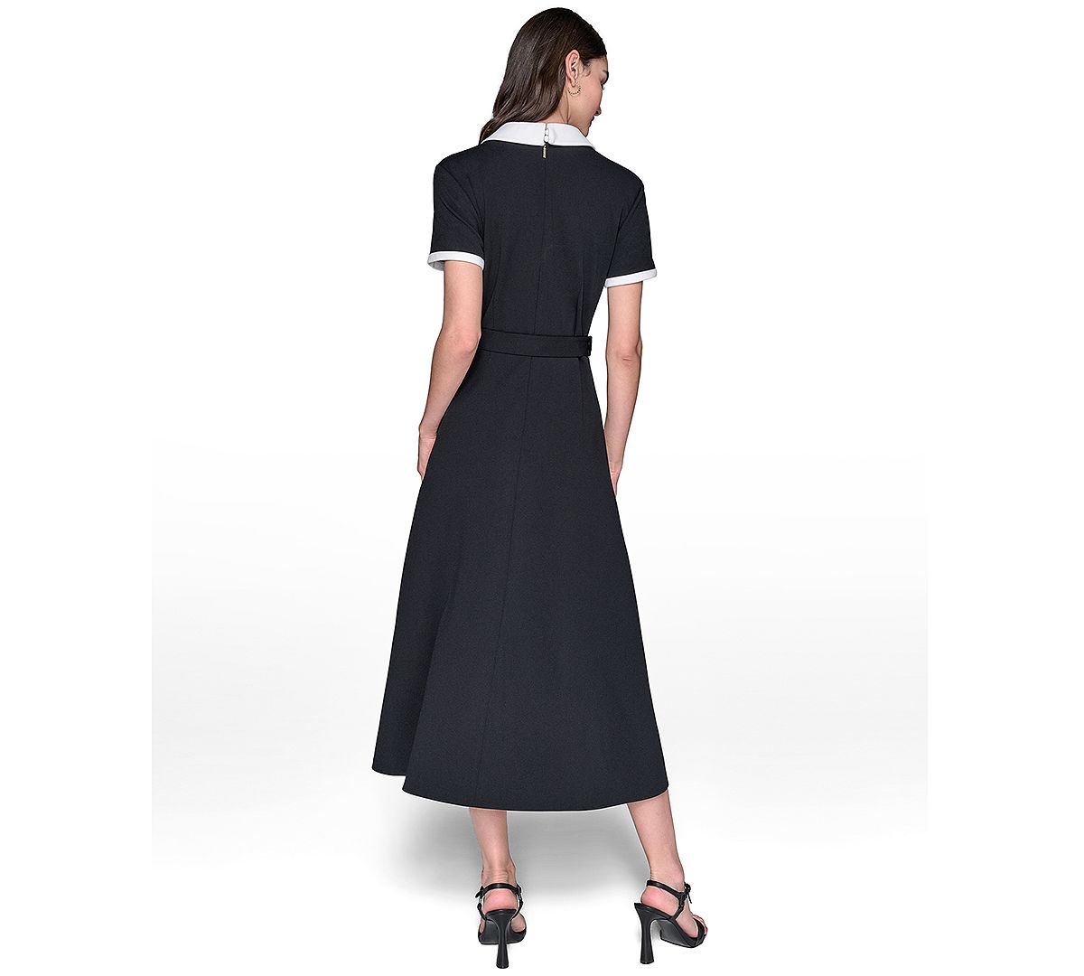 KARL LAGERFELD PARIS Women's Belted A-Line Midi Shirt Dress view 5 — MAYCSS fashion products